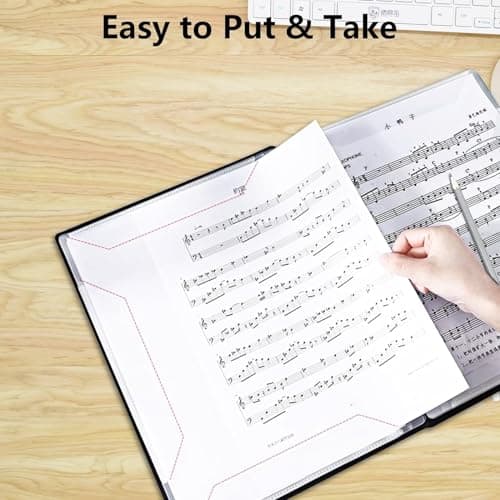 Abaigeal 2 Pack A4 Sheet Music Folder, 60 Pockets/30 Pages Spiral Sheet Music Binder Organizer, A4 Music Folder with Plastic Sleeves for Piano Guitar Violin Paper Document — view 5