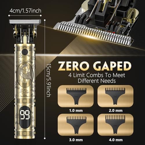 Beard Trimmer Hair Clippers Men,Cordless Rechargeable Hair Trimmer for Men,Premium Professional Barber Grooming Set with Zero Gapped T Blade Shaver & LCD Display Gift — view 6