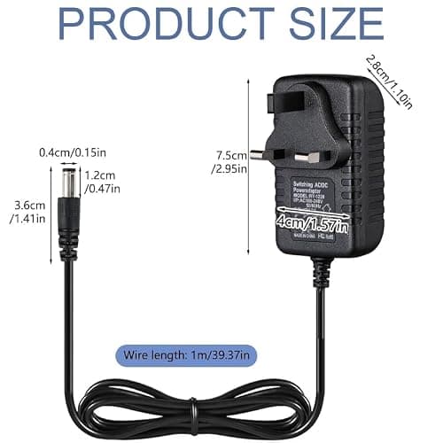Azlanway 6V Battery Charger for Child Electric Car, 6Volt 1A Charger for Kids Ride on Toy Cars, Motorbikes and Quad Bikes, UK Plug, Power Adapter 100–240V — view 2