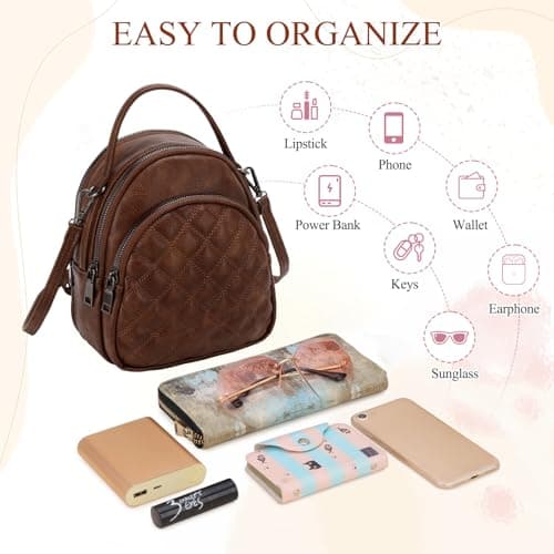 VX VONXURY Small Backpack Women, Fashion Vegan Leather Ladies Purse Mini Vintage Shoulder Bag for School Work Travel — view 4