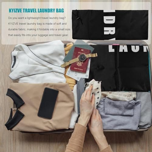 1 Pack Upgrade Extra Large Travel Laundry Bag with Drawstring，24" x 36" Durable Rip-Stop Dirty Clothes Shoulder Bag for Travel, Bathroom Home or Dormitory (Black) — view 6