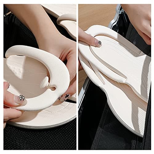 COTCLO Flip Flops Summer Men Women Foldable Flip Flops Casual Shoes Beach Slides Portable Sandals Non-Slip Bathroom Hotel Travel Light Slippers-Khaki,39-41(24.5-25.5Cm) — view 5