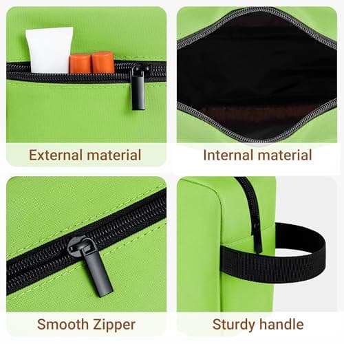 Elviros Travel Toiletry Bag for Women and Men, Lightweight Makeup Bag Hanging Dopp Kit with Shaving Compartment Cosmetic Organizer Small Tool Bag Travel Essentials, Gifts for Men & Women, Neon Green — view 4