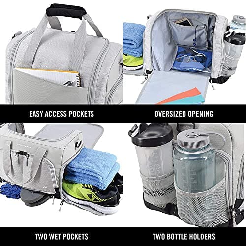 Ultimate 2.0 Gym Bag - Durable Travel Bag Designed by Crowdsource with 10 Handy Compartments Including a Water Resistant Carry Case, Silver, Small (15"), Holdall — view 3