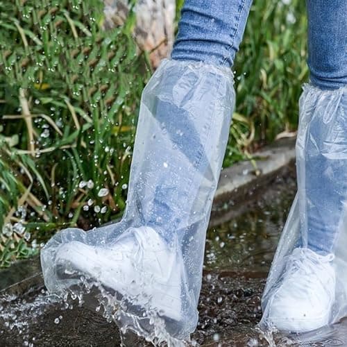 Waterproof Shoe Covers, Plastic Transparent Shoes Protectors, 10 Pairs — view 5