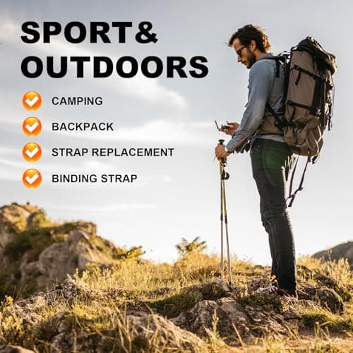 KINETOX 20m Beige Webbing Strap 25mm Polypropylene Webbing Strap Heavy Duty Anti-Slip UV Resistant Twill Tape Fabric for DIY Enthusiasts Campers to Repair Bags Pet Leashes Camping Gear and Luggage — view 5