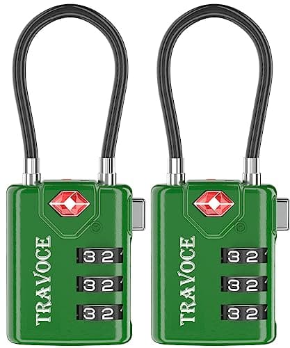 Search Alert TSA Approved Travel Combination Luggage Cable Locks for Suitcase, Gym Locker,Toolbox,Backpack 1,2,4,6 &10 pk - Green -