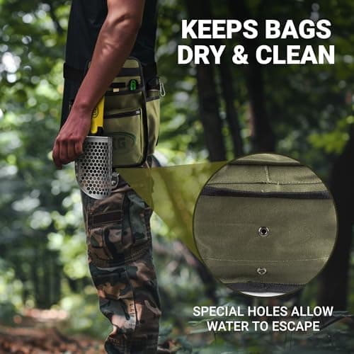 CKG Metal Detecting Finds Bag Waist Digger Pouch Tools Bag for Pinpointer, Metal Detecting Pouch Portable Multifunctional for Metal Detector Accessories, Green — view 4