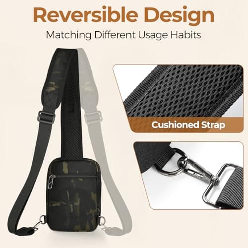 BROADREAM Tactical Anti-theft Sling Bag - Waterproof Crossbody Chest Pack for Men, Mini Shoulder Bag with Zipper Lock & RFID Blocking for Travel Work Sport — view 5