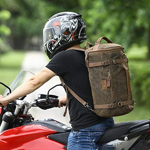 Camel 35L Motorcycle Saddle Bag Canvas Backpack for Travel, Hiking, Climbing, and Riding — view 5