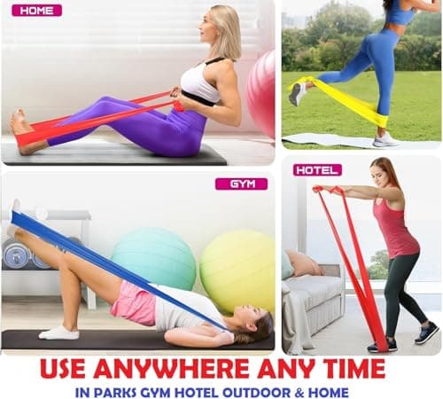 Resistance Bands Set [Set of 3] 1.5M/4.9ft Skin-Friendly Exercise Bands with 3 Resistance Levels,Workout Bands Set for Women Men,Ideal for Yoga,Gym,Fitness (MULTI-COLOR)) ((SET OF 3 (MULTI-COLOR)) — view 5