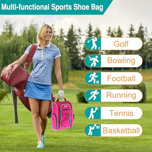 Wolt Golf Shoe Bag - Sports & Travel Shoes Carrier Bags with Ventilation & Double Outside Accessory Pocket for Socks, Tees, Golf Balls, Etc. for Women and Men (Pink) — view 6
