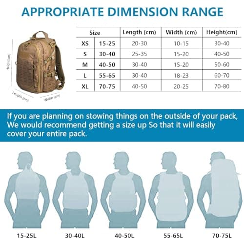 Waterproof Backpack Rain Cover(15-75L)Dustproof Rain Cover for Backpack,Adjustable Rucksack Rain Cover,Backpack Rainproof Protector ,Outdoor Anti-tear Backpack Raincover for Camping,Hiking,Cycling(XL) — view 3