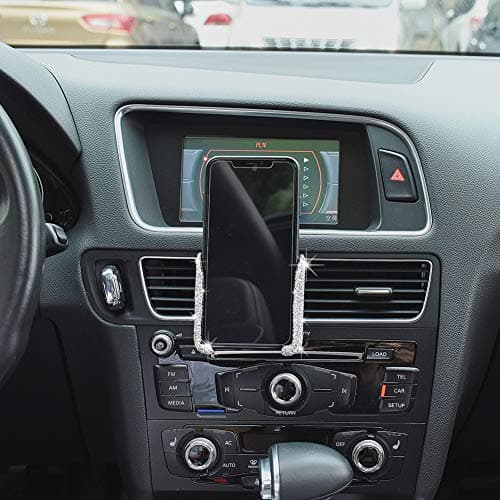 JSCARLIFE Bling Bling Air Vent Mount Phone Holder Crystal Rhinestone Car Stand Phone Holder for GPS Screen MP5(Silver) — view 6