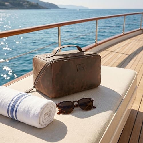 Leather Village Genuine Leather Travel Dopp Kit for Men & Women — view 6
