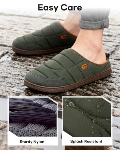 LongBay Men's Two-Tone Slippers Memory Foam Camping Outdoor Shoes, Green 12 — view 4