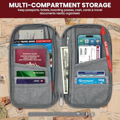 Vinsani Passport Holder Travel Wallet, RFID Blocking Document Organiser — view 4