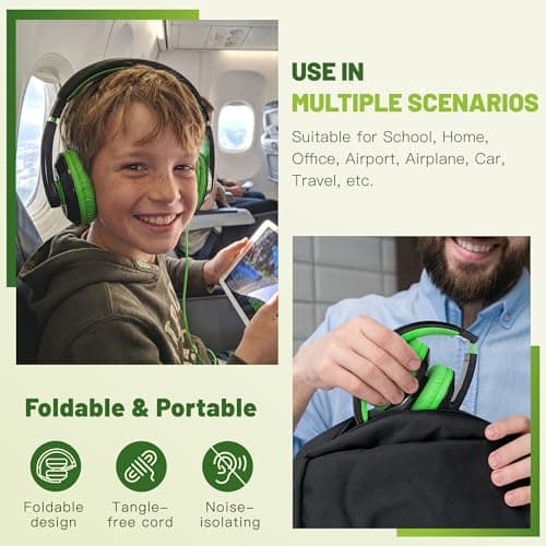 Rockpapa Comfort Foldable Kids Headphones Wired for School/Travel — view 5