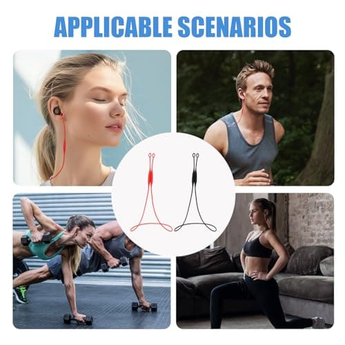 2Pcs Magnetic Silicone Earbud Strap, Anti-Lost Neck Lanyard with Modular Connection Tips, Sports Earphone Cord for Detachable Ear Tips, Sweatproof and Secure for Gym, Running, Travel (Red & Black) — view 5