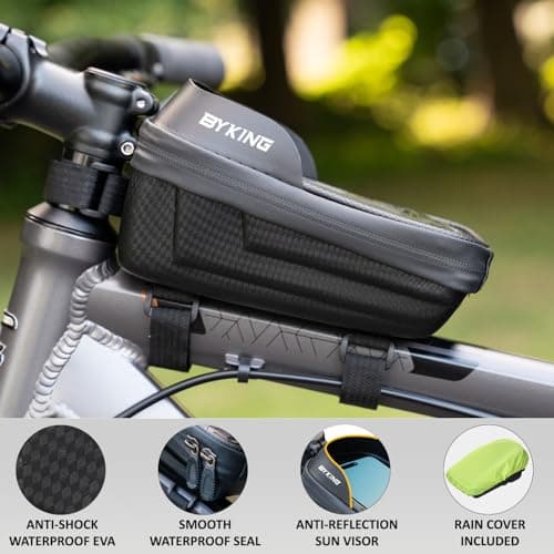 Byking Phone Holder, Waterproof Cycle Frame Bag, Top Tube Bike Accessory for Phones Up to 6.7", "Bicycle Frame Bag, MTB Accessory, Cycling Gift for Men — view 2