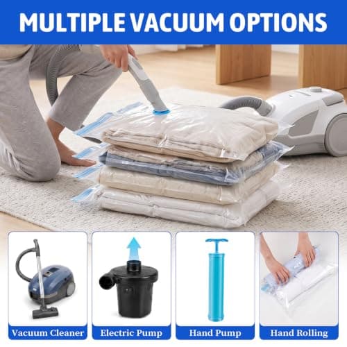 Wenrecu Vacuum Storage Bags 50x60cm 10 Pack Medium Space Saver Compression, Airtight Double Zipper, Reusable Waterproof, Wardrobe Clothes Storage, Medium Items Organiser — view 4