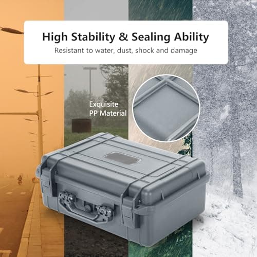 COSTWAY Portable Waterproof Hard Case, Compact Camera Case with Customizable Fit Foam, Dustproof Protective Tool Box for Electronics, Drones, Camera and Lens (Grey, 13 Inch, 34x31x16cm) — view 3