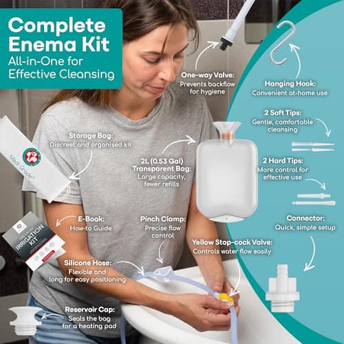 Medi Grade Enema Kit for Adults, 2L Bag for Colonic Irrigation, 4 Tips — view 2