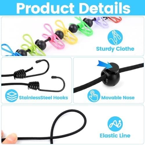 Travel Washing Line with Pegs,1.8 M-3 M Portable Clothes Lines, Camping peg — view 3