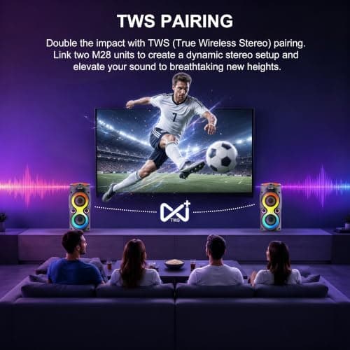 Cawinii Portable Bluetooth Speaker, 200W Peak Wireless Speakers — view 3