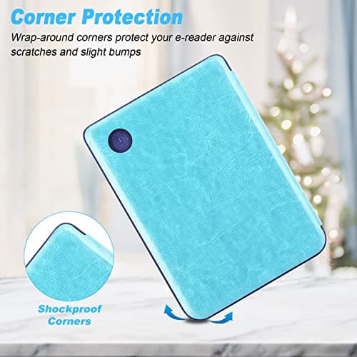 DMLuna Case for Kobo Clara Colour/Clara BW/Clara 2E 6"eReader, Ultra Slim Lightweight Folio Premium PU Leather Protective Cover with Auto Sleep/Wake Function, Sky Blue — view 4