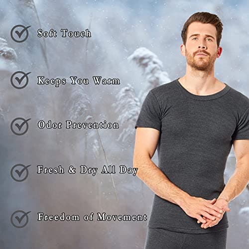 Heatwave® Pack of 2 Men's Thermal T Shirt, Warm Underwear Baselayer Thermals, Medium Charcoal — view 4