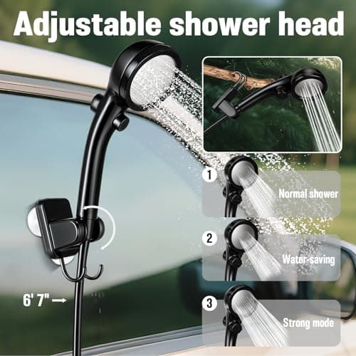 Portable Shower for Camping, 6000mAh Rechargeable Camping Shower with Foldable Bucket, Storage Bag, Filtered Shower Head, Outdoor Camp Shower Pump for Hiking, RV, Traveling, Car Washing, Pet Bath — view 4
