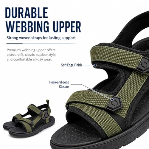 Hixingo Men's Sandals Size 8-10.5 UK Wide Fit Sandals for Men Summer Beach Slippers Lightweight Slip-on Adjustable Strap Non-Slip Sole for Walking, Pool, holiday (Blue,10.5) — view 2