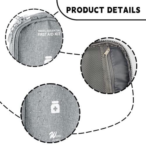 Gaomumu Mini Medicine Storage Bag, Portable Waterproof Oxford Pouch, Small First Aid Kit, Travel Medication Organizer, Suitable for Home, Office, Car, Camping, Hiking, Outdoor Use (Grey) — view 3