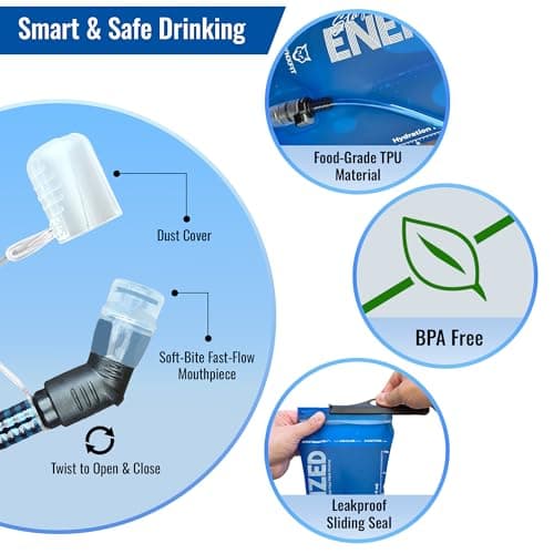 LYNXFIT Hydration Bladder 2L with Magnetic Tube Clip – BPA-Free, Odorless Water Bladder with Food-Grade TPU & Premium TPU Tube, Leakproof Hydration Pack Reservoir for Hiking, Running, Cycling, Camping — view 3