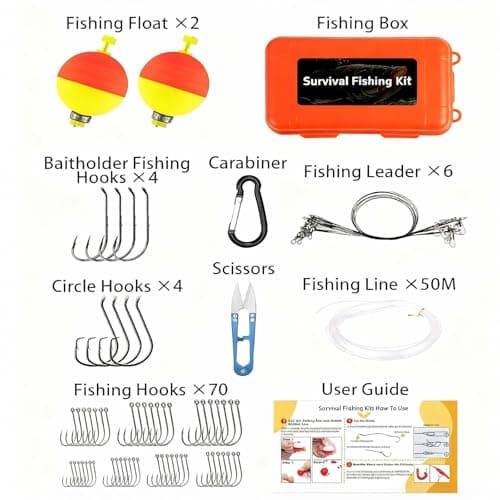 Wilderness Fishing Kit, Emergency Fishing Equipment, Wilderness Survival Tool Box, Including Fishing Hooks, Fishing Line, Float, and Scissors — view 2