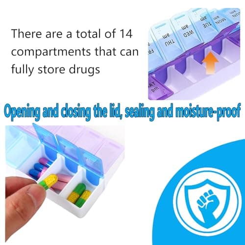 FENGZIZH Pill Boxes 7 Day 2 Times a Day Travel Pill Box Organizer — view 4