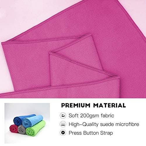 Invool Microfiber Towel, 90X180cm 5 Colours with Carry Bag - Quick Dry Towel for Travel, Camping, Fitness, Beach, Vacation, Fast Drying and Absorbent (Rose Red) — view 3