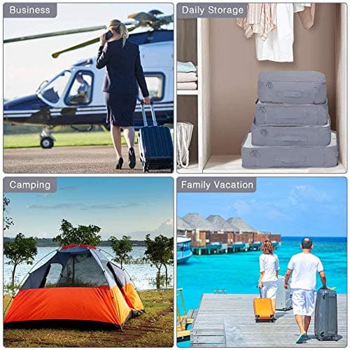Travel Packing Cubes, Toifucos Multifunction 8pcs/set Luggage Organiser Compression Suitcase Essential Bag, Dark Gray — view 5