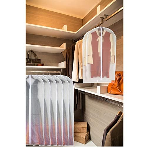 HomeClean Garment Bag Clear for Long Dress 60 x 153cm(24'' x 60'')(24'' x 60'') Moth Proof Garment Bags White Breathable Full Zipper Dust Cover for Clothes Storage Closet Pack Of 6 — view 6