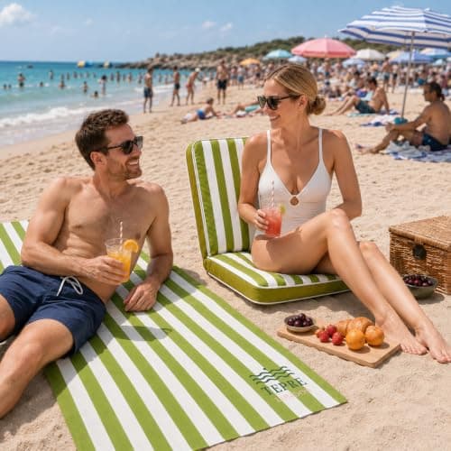 Tepre London Recline5 Lounge Beach Chair, 5-Position Folding Reclining Chair with Padded Cushion for Beach, Garden & Camping (Orchard Olive) — view 2
