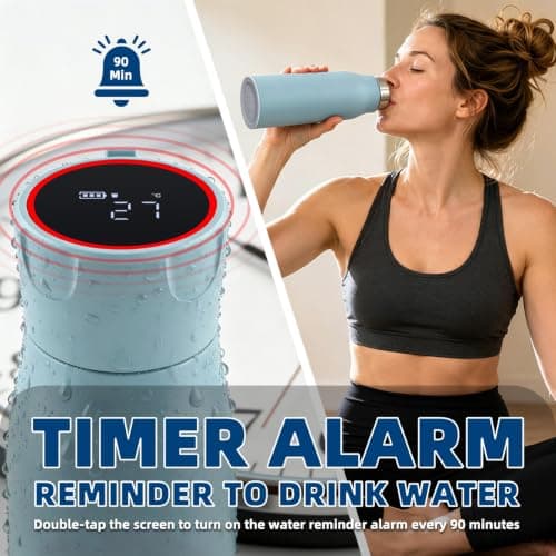 Insulated Stainless Steel Water Bottle with UV Sterilization & Hydration Reminder, USB-C Rechargeable, BPA-Free&Leak-Proof Smart Self-Cleaning Water Bottle, Ideal for Office, Travel and Gifts, Blue — view 6