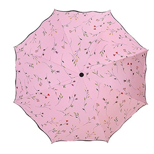 Maibar Sun Umbrella for Women UPF 50 UV Umbrella spf 50 Compact Lightweight Mini Umbrellas Flower (Pink)