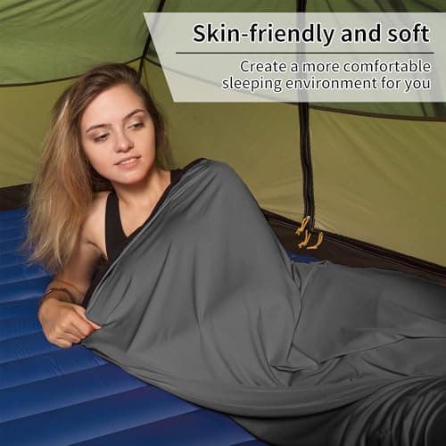 Naturehike Ultralight Sleeping Bag Liner, 390g, Grey, Rectangular, Above 10°C, All Seasons, Zipper Closure, 200 x 80cm, 390g, Perfect for Camping, Hotels, and Outdoor Hikes — view 6