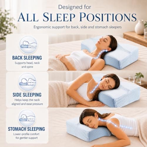 Hydomi Memory Foam Neck Support Pillow for Neck Shoulder Pain Sleeping: Orthopedic Cervical Pillow-Ergonomic Side Sleeper pillow-Contour Bed Pillows with Washable Cover for Side Back Stomach Sleepers — view 5