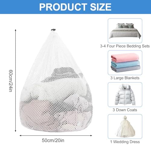 20x24 Inch Durable Mesh Laundry Bag with Secure Drawstring, Ideal for Home and Travel, Protects Delicates and More — view 2