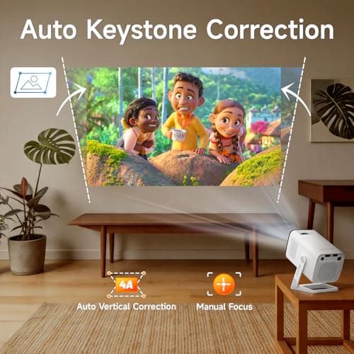 Mini Projector with WIFI 6 and Bluetooth 5.4, Smart Portable Projector Supports 4K 1080P, projector for bedroom with Auto Keystone, Movie Projector with 180° Adjustable Stand. — view 2