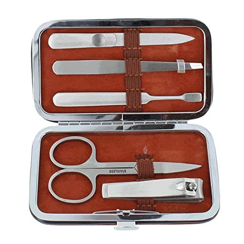 Personalised Male Travel Brown PU Leather Manicure Grooming Gift Set - Engraved Mens Gift — view 2