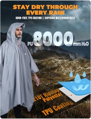 ANYOO Waterproof Rain Poncho Lightweight Reusable Adult Unisex Multi-use — view 3