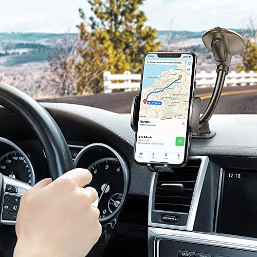FLOVEME Car Phone Holder Windscreen Upgraded Long Arm Gooseneck Adjustable Car Phone Mount Compatible with iPhone 13 12 Pro Max Samsung Holder — view 2